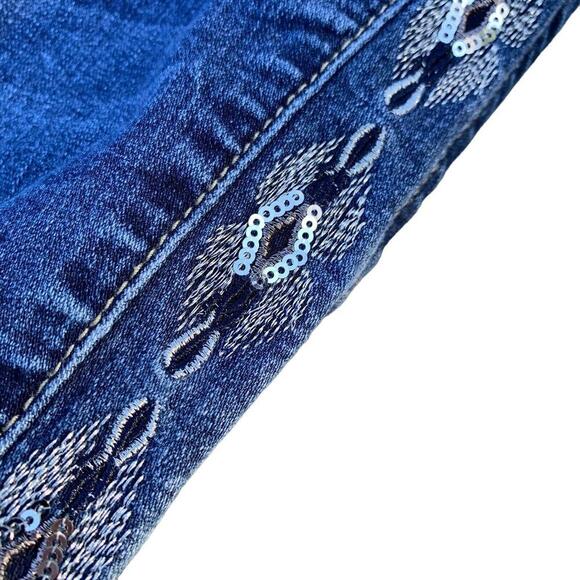 GG Womens Straight Leg Medium Wash Sequin Embroidered Blue Denim Pants Size 22​ - Picture 7 of 11